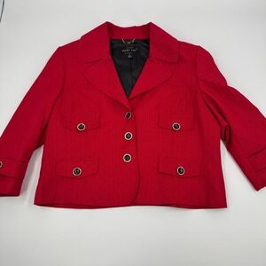 Mary Kay by Twinehill Women's Red Textured Blazer Jacket XL 3 Button Pockets